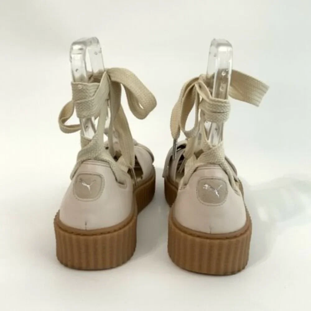 Fenty Puma by Rihanna Leather Bow Front Platform Creeper Sandals 7.5